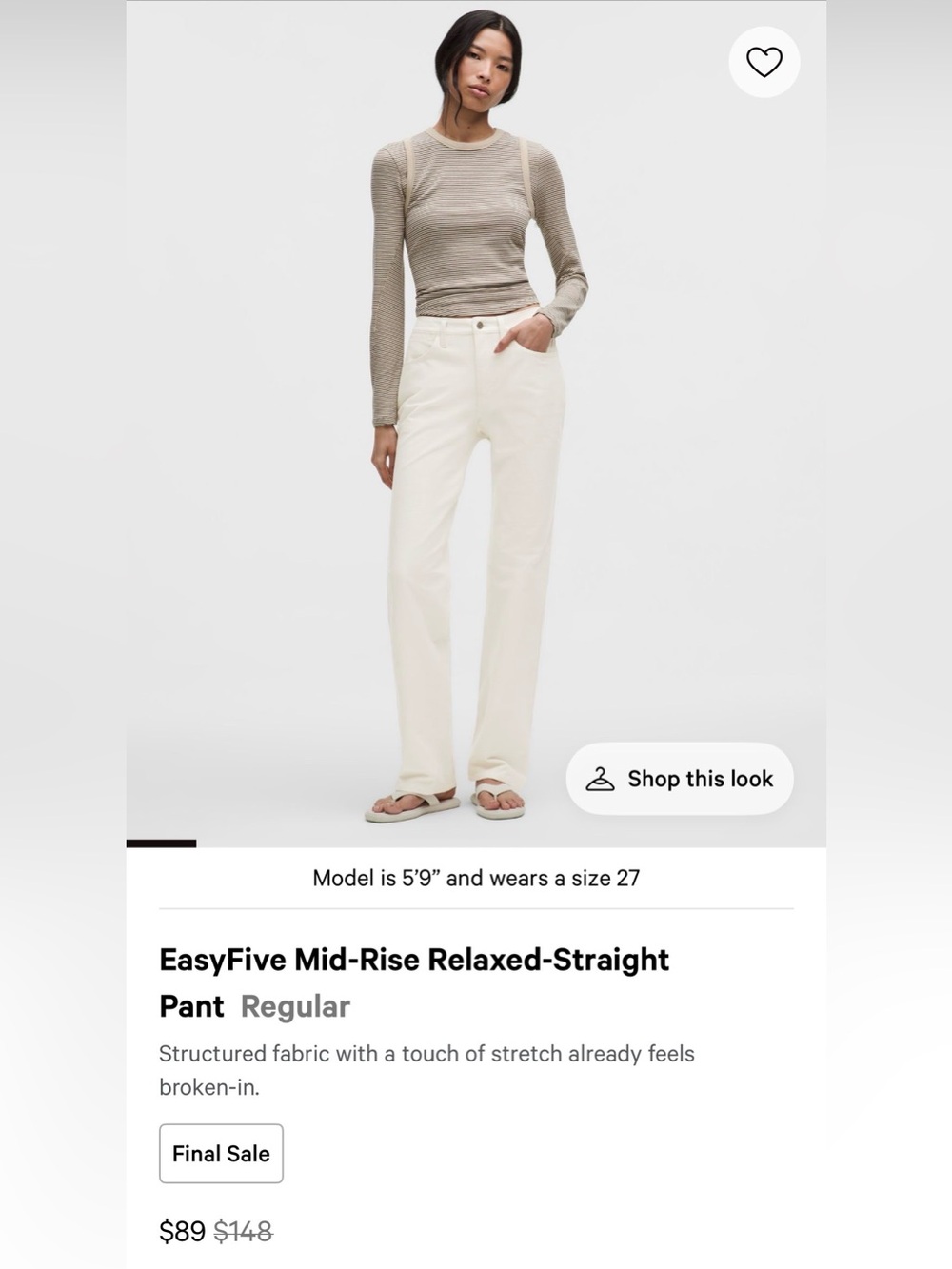 Lululemon EasyFive MR Relaxed Straight Pant 🤍